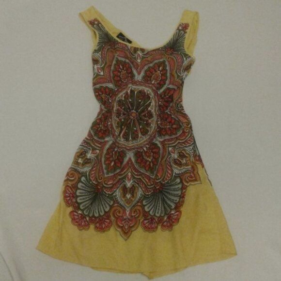Angie Yellow Paisley Dress M - Picture 3 of 5